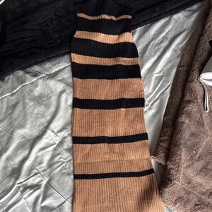 Tan and black boutique style ribbed dress